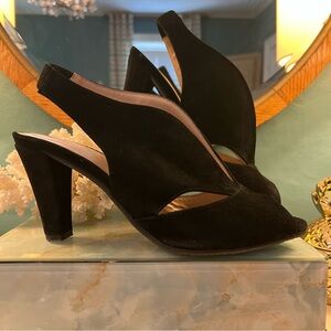 CARVELA Arabella Black Suede Slingback Peep Toe Heels